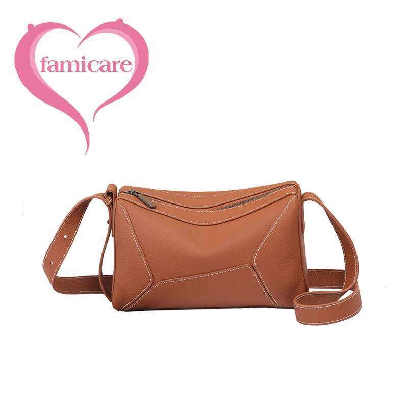 New Women Lady Popular Commuter Boston Crossbody Messenger Female Soft Genuine Leather Geometric Pillow Shoulder Bag