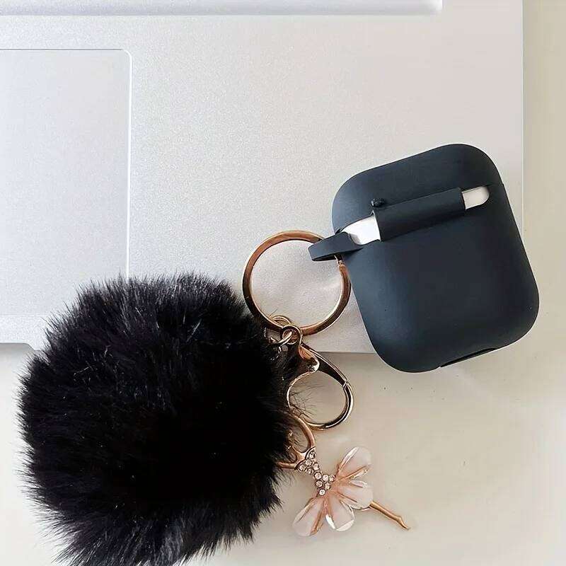 3/4 Earphone Soft TPU Ballet Pendant Cover With Circular Plush Keychain For Pro/Pro2 Protective Case