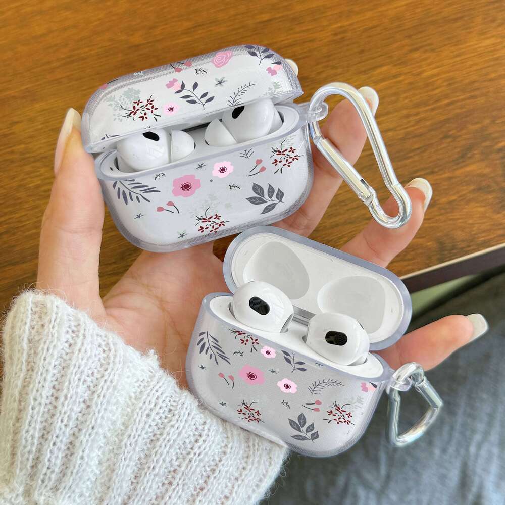 Cherry Blossom Bow 1/2 TPU Clear Earphone Case For Pro2 Pro 3 4 Protective Cover With Keychain