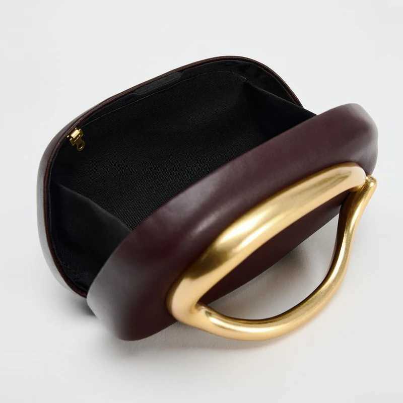 Luxury Metal Decoration Box Clutch Bag for Women Designer Burgundy Evening Party Purses Fashion Chains Shoulder Crossbody Bags W250602