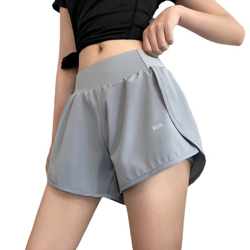 Two pairs of anti-glare fitness shorts, high-waisted yoga shorts, slimming running shorts for summer women