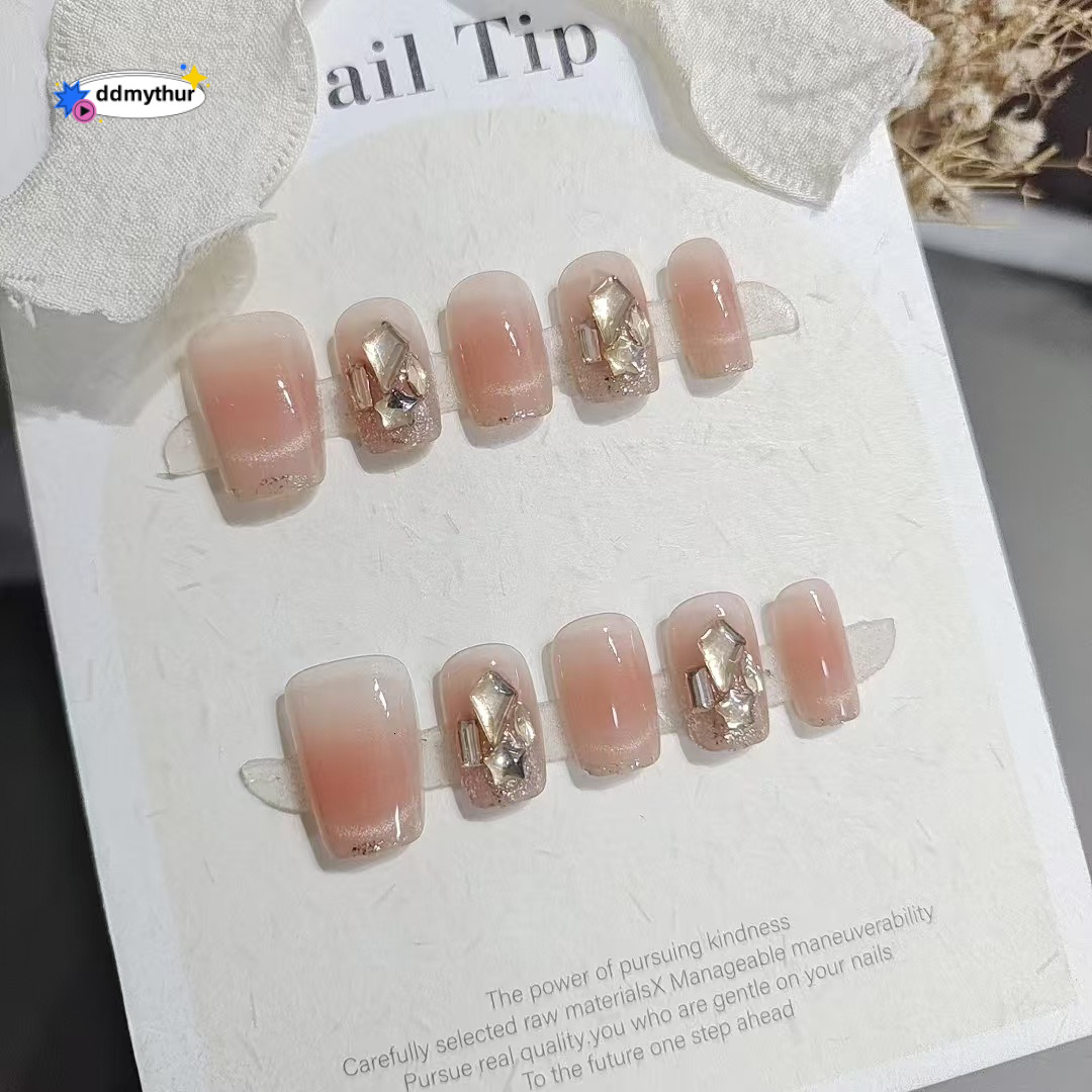 Wearable Nails 10 Pieces S198 Senna Dusk Ladder/Short Short Ladder Pure Desire Gentle Cat Eye Laser Drill Nail Art Finished Products ddmythur