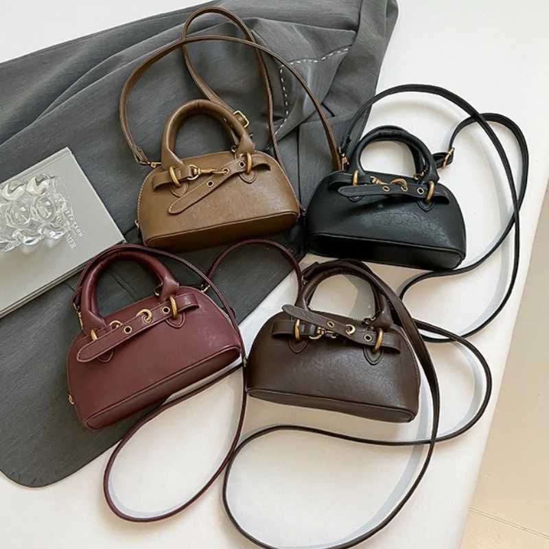 Small Size Top-handle Bags For Women Belt Buckle Design Mini Shoulder Crossbody Shell Bag Luxury Designer Purses And Handbags Y250603