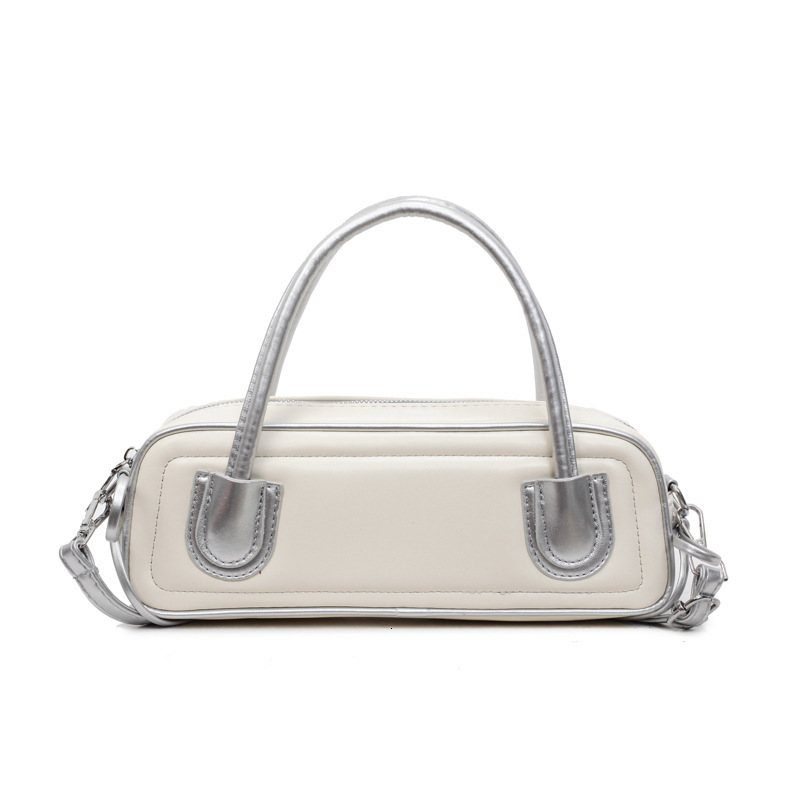 designer Fashion Simple Underarm Bag for Women Korean Version 2025 New Trend Versatile Bowling Bag Niche Color-Block Baguette Women's Bag