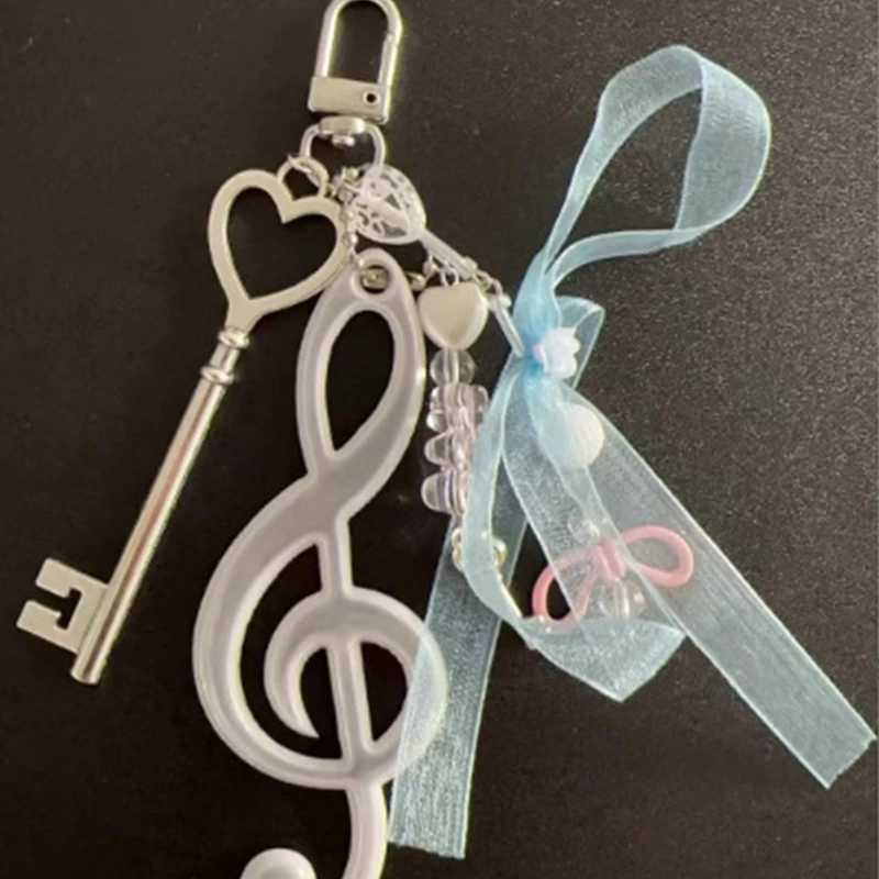 Creative Bowknot Keychain Music Note Pendant Resin Texture Suitable for Music Lovers and Cartoon Enthusiasts Present XJ250602