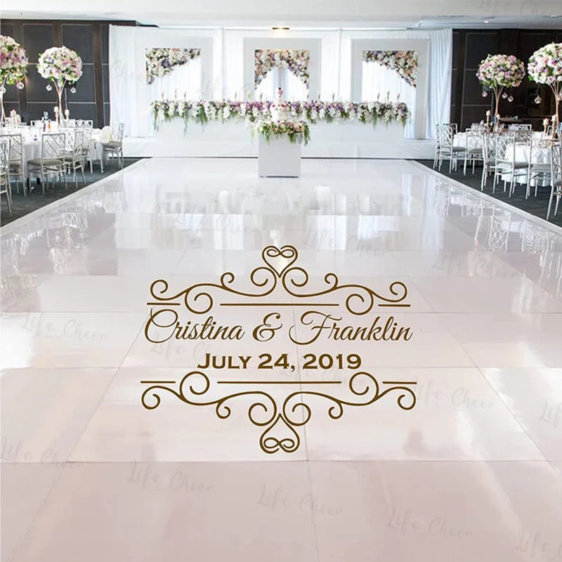 Wedding Dance Floor Decal Monogram Vinyl Sticker Party Decor Custom Name Date DIY Wall Sticker 250603
