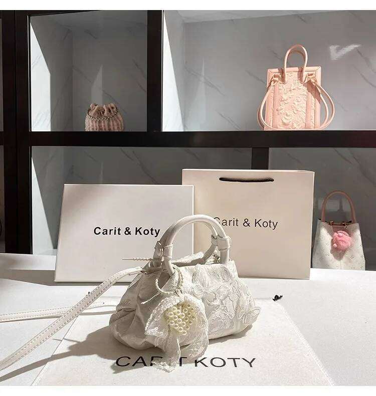 High Quality White Color Fashion Embroidery Cloud Women Handbag Beads Beaded Clutch Purse Shoulder Messenger Bag
