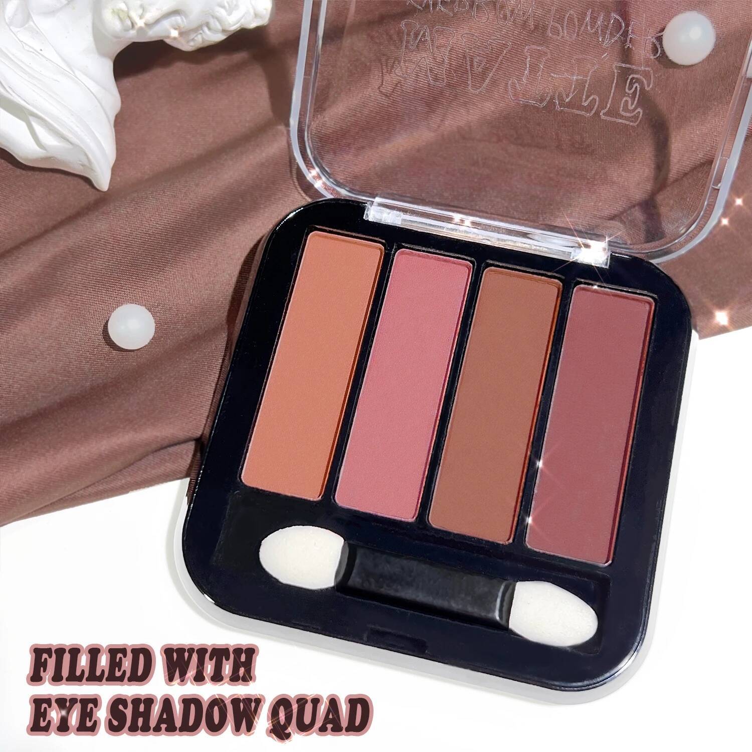 4-color matte palette, brown nude pink tone low saturation daily commuter makeup eyeshadow