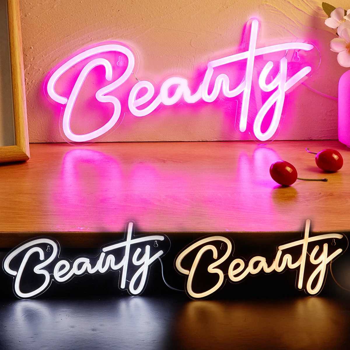 Chi-buy LED Neon Beauty USB Powered Neon Signs Night Light 3D Wall Art Game Room Bedroom Living Room Decor Lamp Signs XJ250602