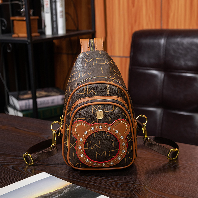 Free Shipping Mini Backpack 2025 New Trend Outdoors Retro Backpack Fashion Designer Bag Women Cartoon Chest Bag Light Luxury Printed Shoulder Bag Whol