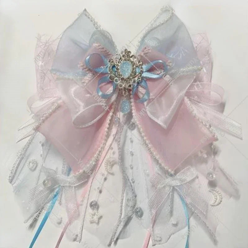 Womens Rhinestone Bow Tie Cosplay Shirt Collar Flowers Brooch Clip Headpiece Fashion Lolita Accessories Gifts for Women 250530