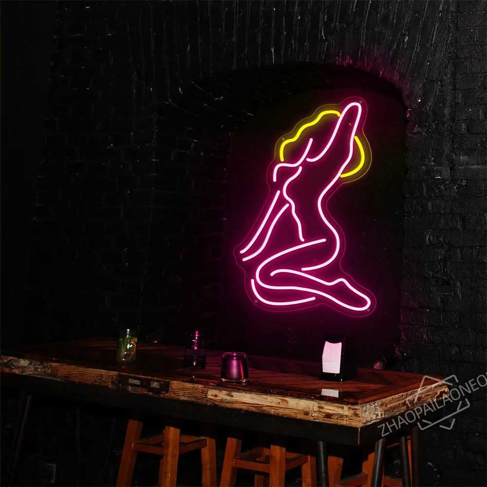 Girl Women Body Pink LED Neon Light Sign for Wall Decor USB Powered for Bedroom Living Bar Club Decorations Game Room Party Gift XJ250602