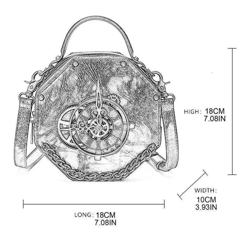 Steampunk Single Shoulder Vintage Women Handbags Gothic Messenger Crossbody Bag Ladies Rivet Top-Handle Bags Pack