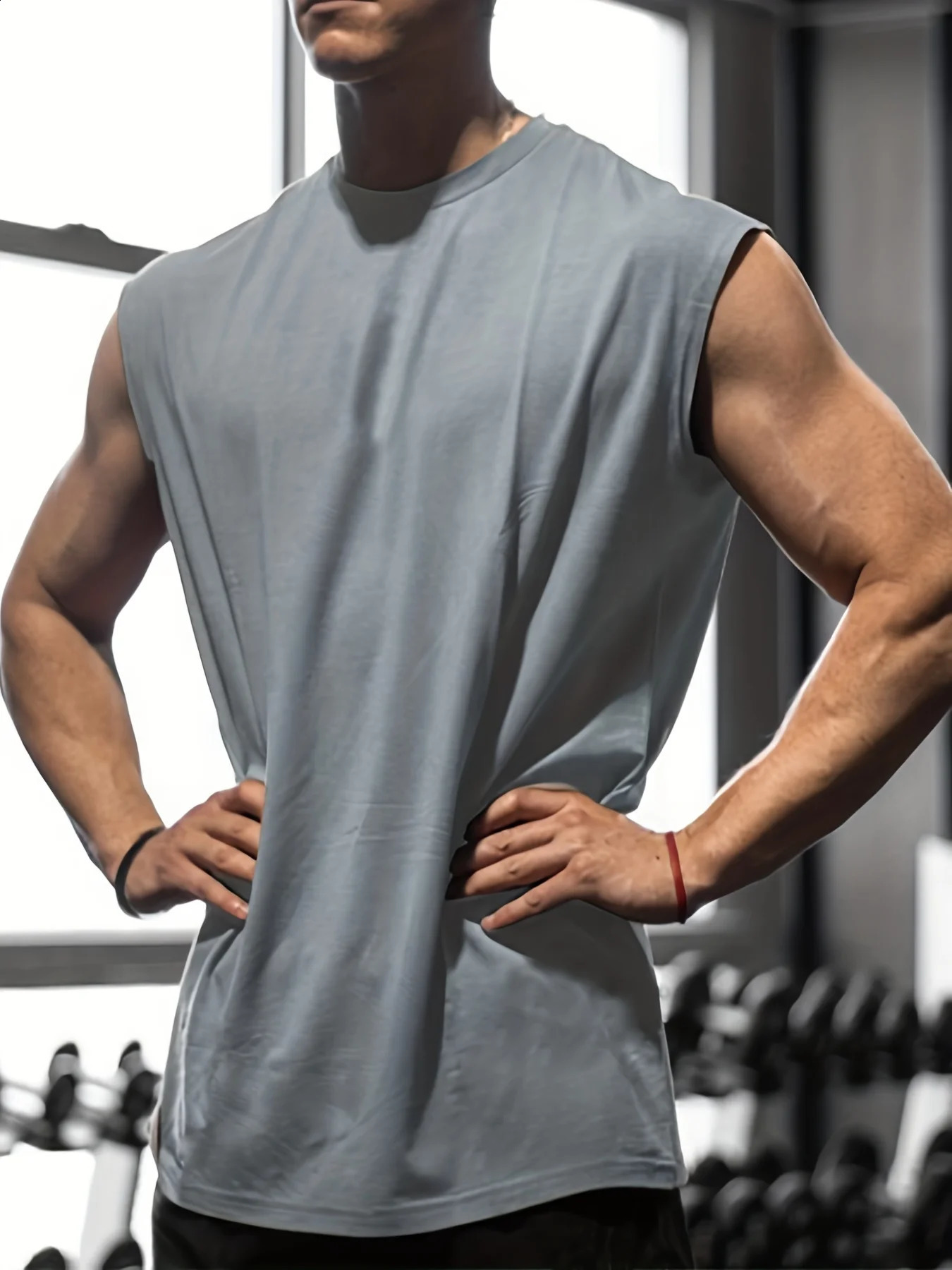 Summer fitness vest for men breathable and loose fitting training sleeveless Tshirt quick drying clothi 250527