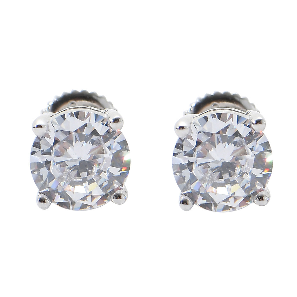 S925 pure silver earrings all body pure silver Moissanite minimalist style hip hop earrings 3mm 5mm 7mm male and female earrings Mozambique earrings