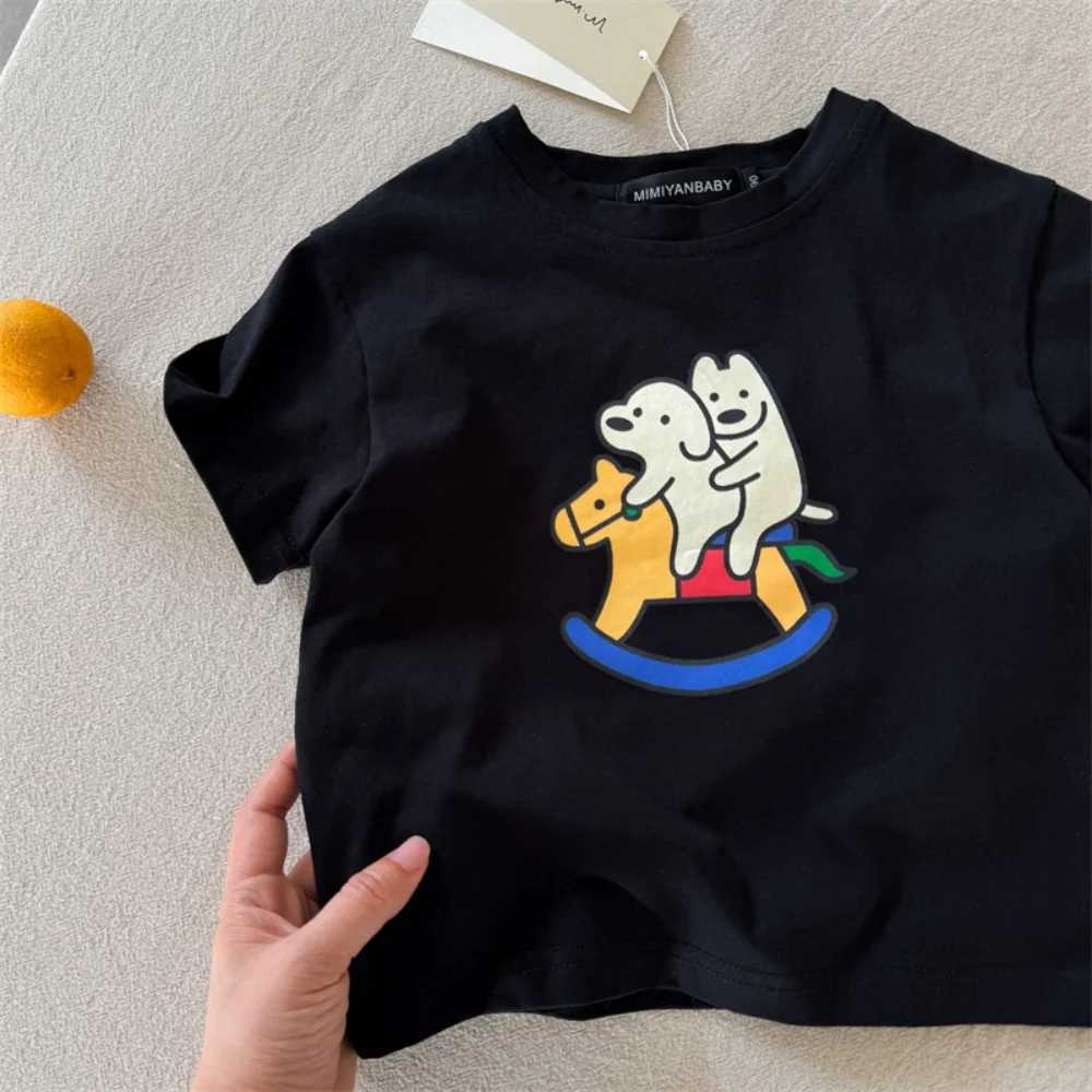Childrens Short Sleeves Squinting Eyes New Summer Products Boys and Girls Cartoon Puppy Short Sleeves T250603