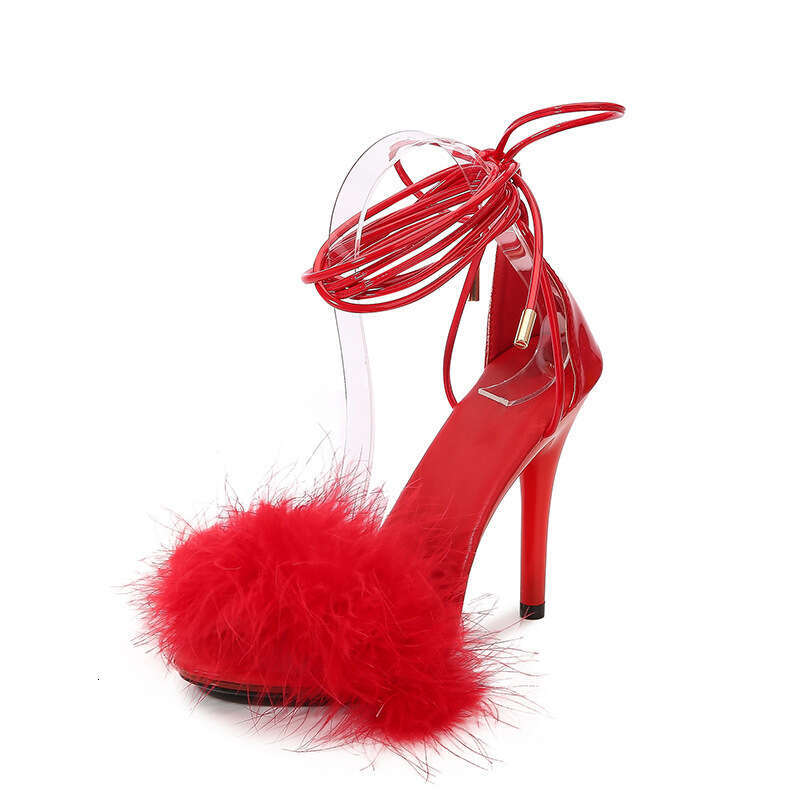 Super High Heels Maomao 35-43 Lace-Up Super High Heels 11Cm Nightclub Transparent Sandals Sexy Plus Size Shoes Platform High Heels