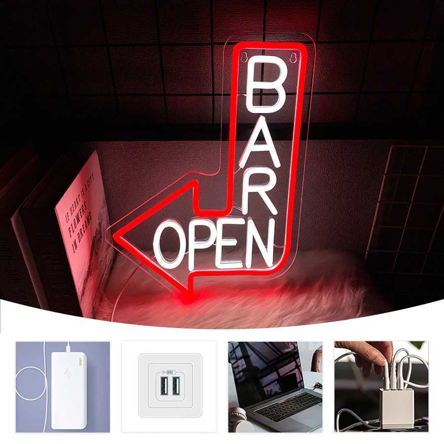 Bar Open Neon Sign Arrow LED Sign Used for Bar Door Wall Decoration USB Power Supply Restaurant Business Occasions Wall Lamp. XJ250602