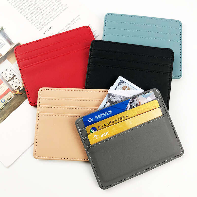 PU Leather Multiple Colors Stitching Craft Large Capacity Multi-Card Slot Unisex Card Holder