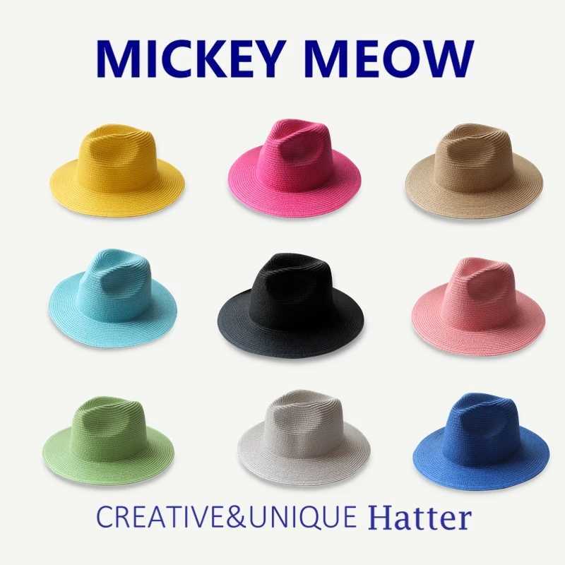 Fashion Big Size 59 60cm Ten Color Jazz Straw Hat Summer Women Men Wide Brim Beach Sun Cap UV Protection Fedora Hat Wholesale W250602