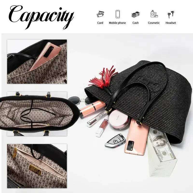 CH Large Capacity Brand Designer Women's Travel Tote Beach New Handmade Temperament Bucket Bag