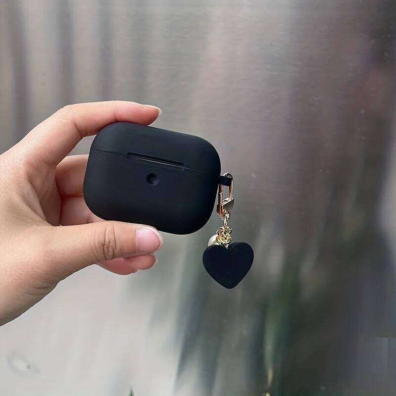 Love Heart Keychain Pro/Pro2 Cute Black Silicone Wireless Case For 3/4 Earphone Protective Cover