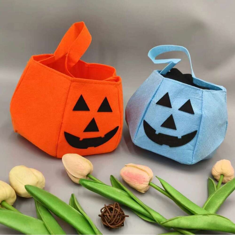 Halloween Smiley Face 3D Felt Pumpkin Tote Candy Bag Non-woven Fabric Children's Trick-or-Treat Gift