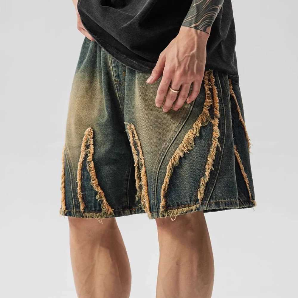 New Summer Mens Washed Old Denim Shorts Japanese Retro Fashion Trend High Street Casual Loose Niche Breathable Mens Bottoms T250603