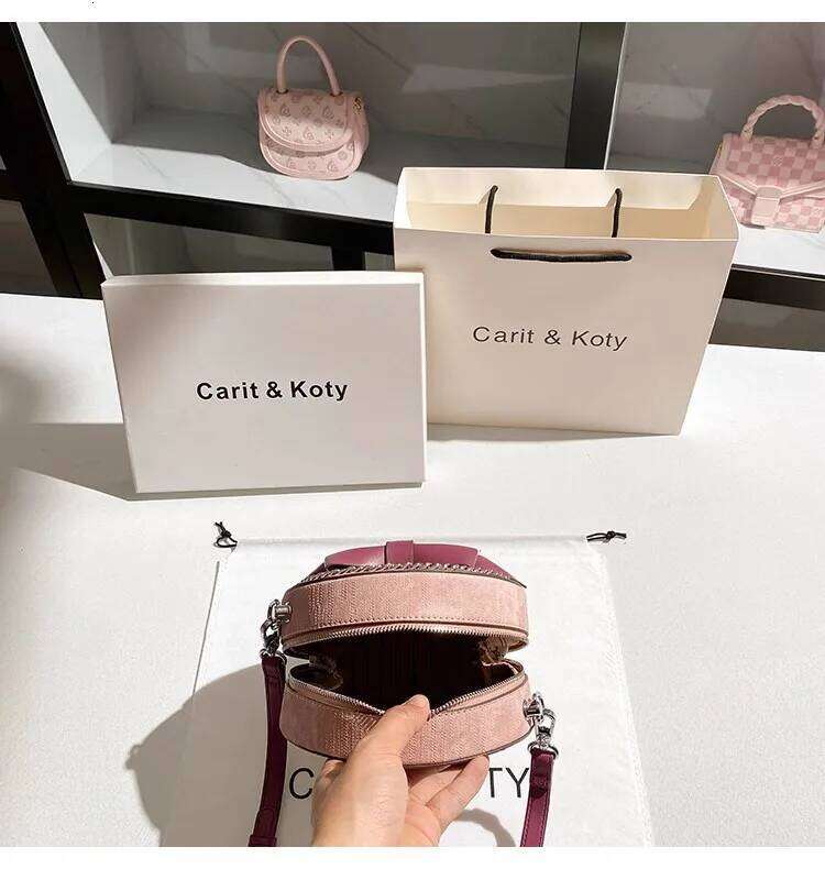 Fashion Cute Bow Knot Circular High Quality Clutch Purse Textured Leather Women Handbag Female Shoulder Messenger Bag