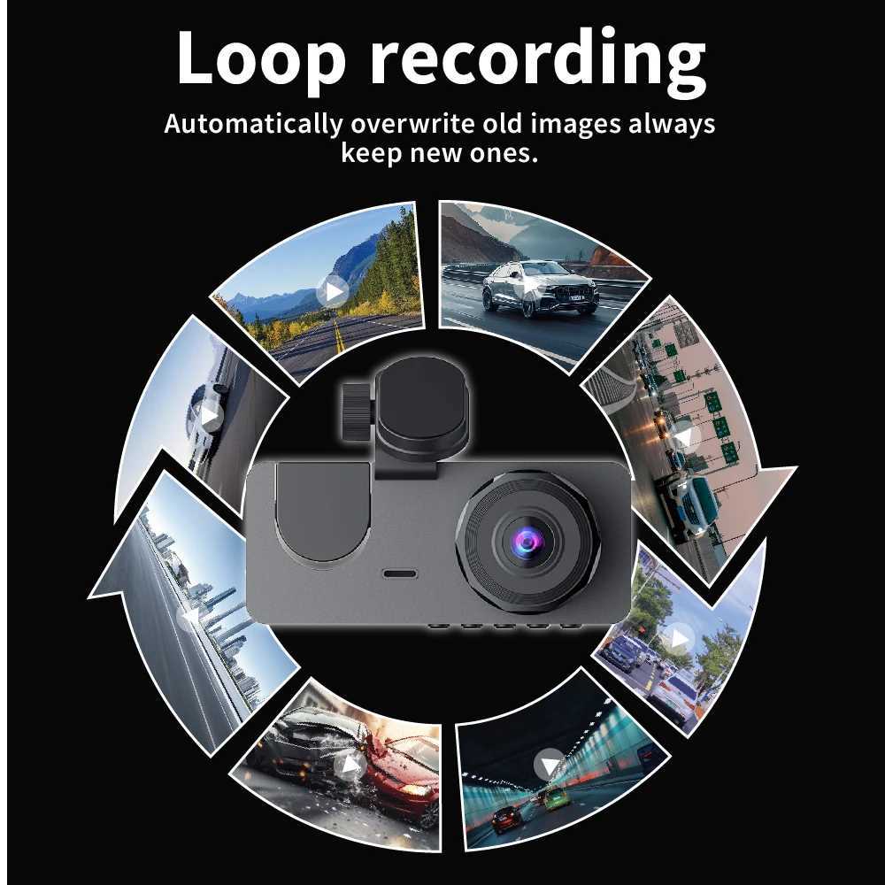 Car dvr 3Lens Car dvr HD 1080P Dash Cam Front Inside Rear Wide Angle Night Vision G-sensor Loop Recording Camera Vehicle Accessories R250529