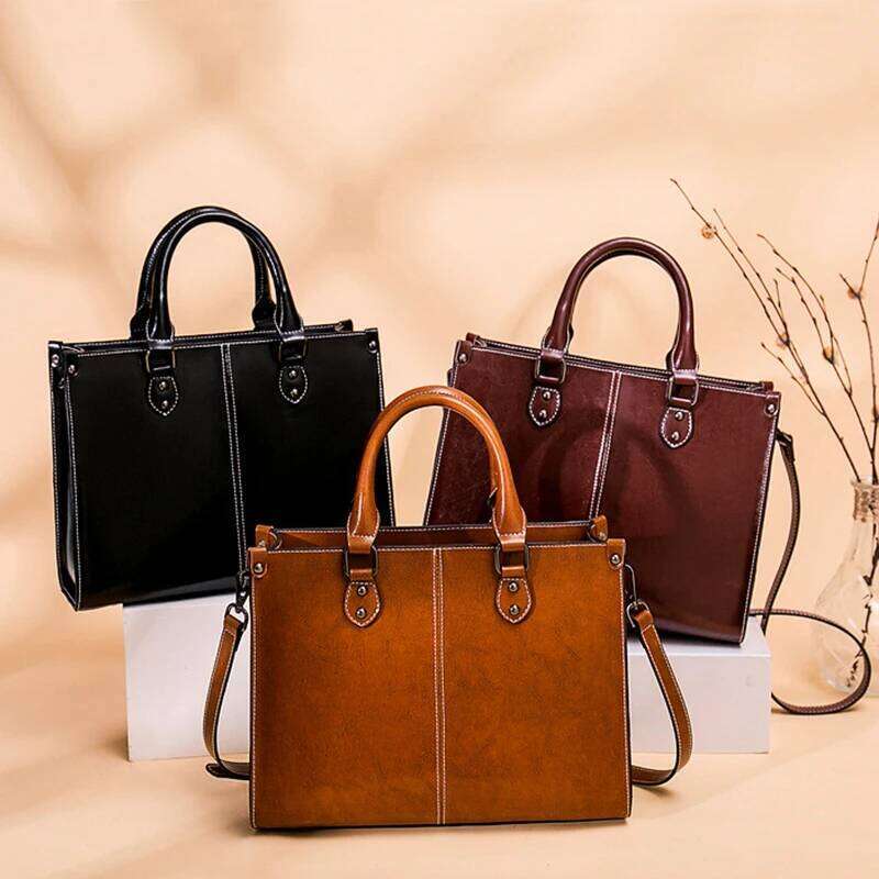 Genuine Leather Women's Tote Vintage Designer Women Crossbody Shoulder Bag Cowhide Fashion Office Female Handbags