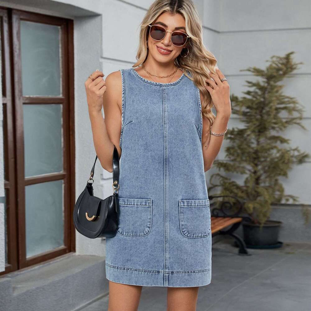 Womens Dresses Partydress Dresses for Woman Elegant for A Wedding Designer Dresses for Women Womens New Washed Backless Casual Vest Dress with Camisol