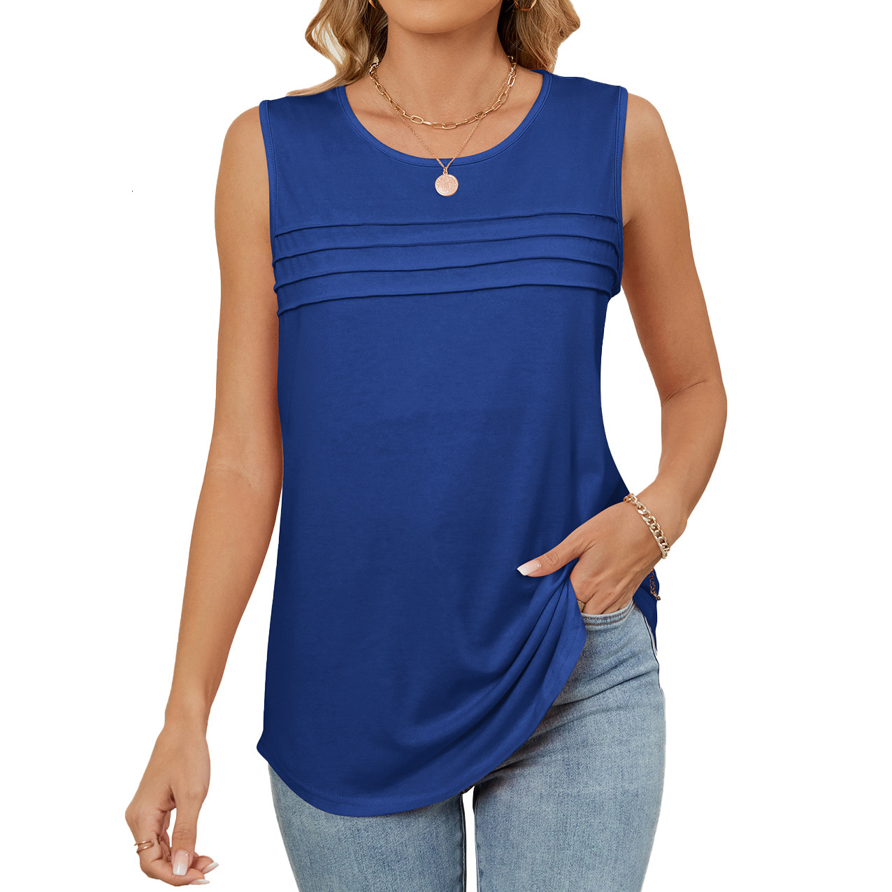 Luxury Designer Clothing Fashion Summer New Item Solid Color Round Neck Loose Sleeveless Women's T-shirt Vest In Stock 2025 Designer Vest