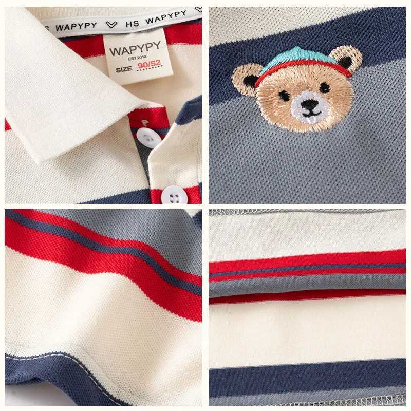 Childrens Clothing T-Shirt Summer 100% Cotton Lapel Collar Kids Clothes Cartoon Tops Short Sleeve Clothes Boys Girls Trendy T250603
