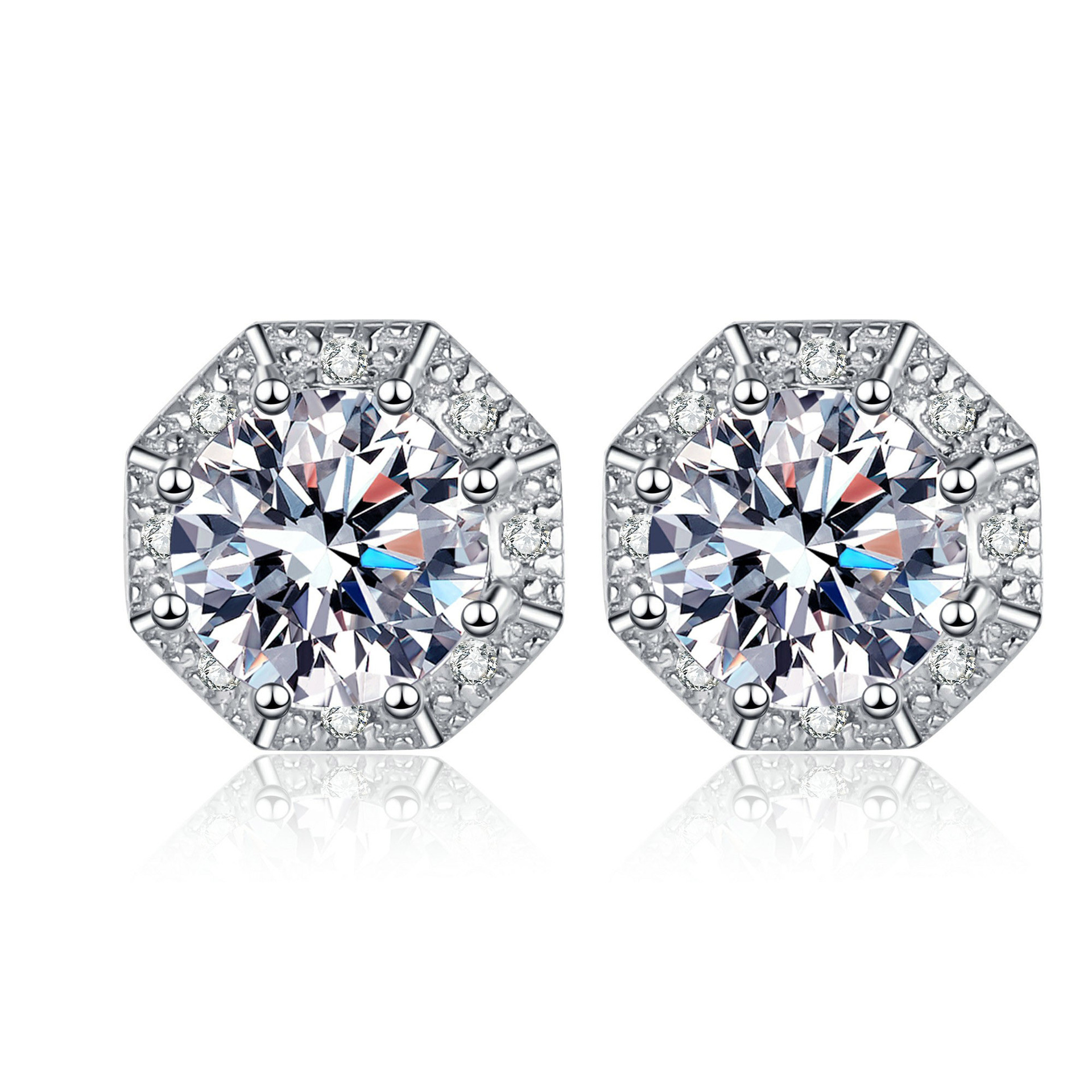 S925 Silver Geometric Moissanite Earrings for Women, Simple & Fashionable Daily Wear Studs, Versatile & Stylish Ear Jewelry for Commuting