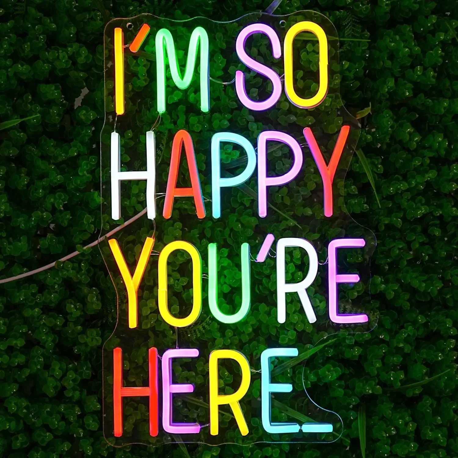 Im So Happy Youre Here Neon Sign Dimmable Positive Affirmation LED Light for Kids Room Classroom Home Business Wall Art Decor XJ250602