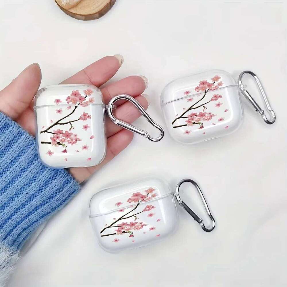 Fashion Cherry Blossoms Pro/Pro2 TPU Clear Soft Protective Cover For 3/4 Protector With Keychain Case