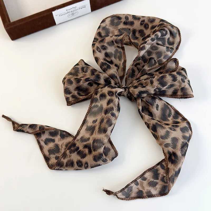 K-Style Animal Print Polka Dot Scarf Belt Boho Hair Band TikTok Viral Spring Summer Satin Accessories Luxe Versatile Scarf W250602