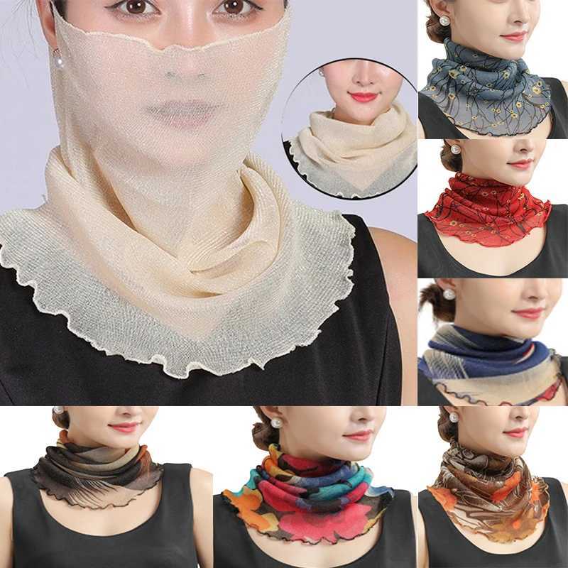 Spring Summer Chiffon Neck Collar Scarf Women Head Thin Sunscreen Variety Small Silk Anti-UV Scarf Mask Multi-Function Scarf W250602