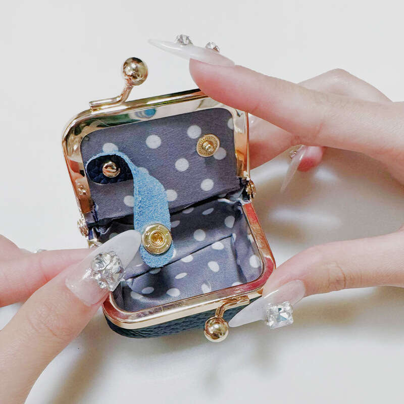 New Genuine Leather Compact Mini Clasp Diamond Rings, Gold Necklaces, Jewelry Box, Coin Purse, Storage Bag for Women