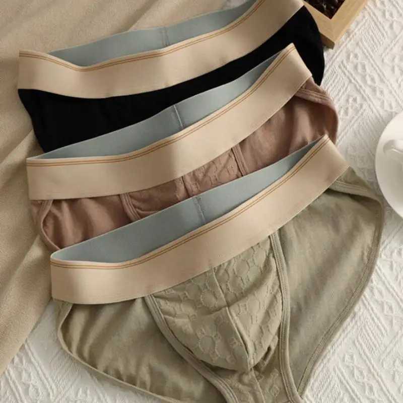 3PCS Mens Cotton Underwear Mens Jacquard Sports Briefs Loose and Breathable Underwear W250603