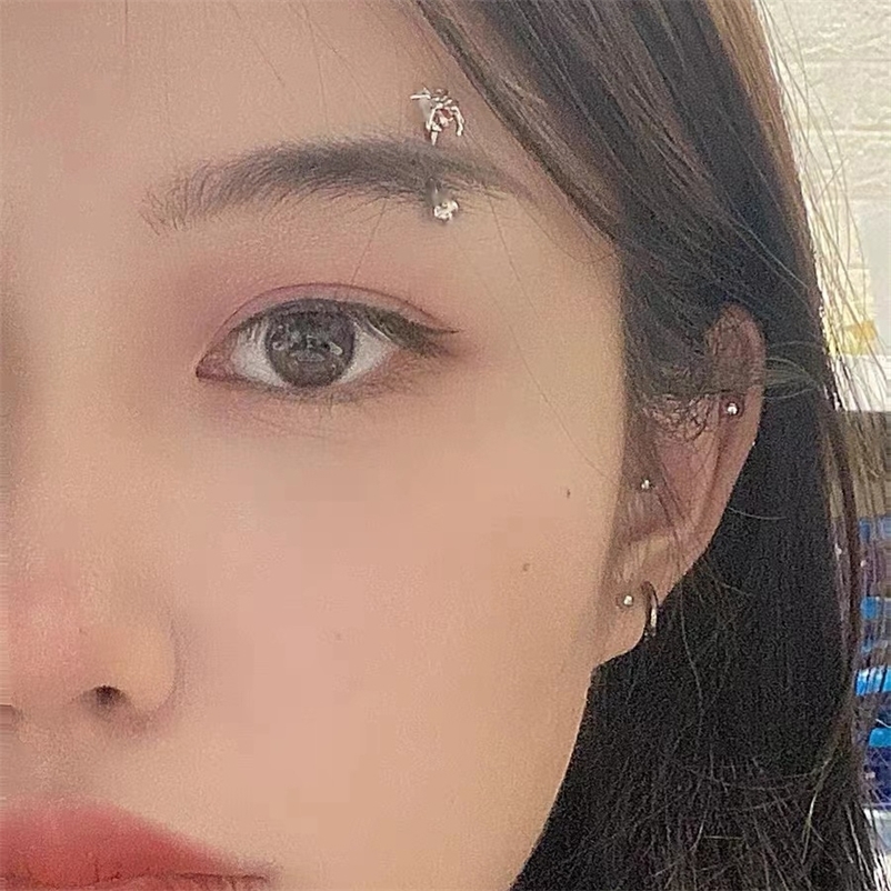 JHJT 16G Spider Curved Barbell Eyebrow Rings Stainless Steel Cartilage Daith Earrings Belly Eyebrow Piercing Jewelry 250530