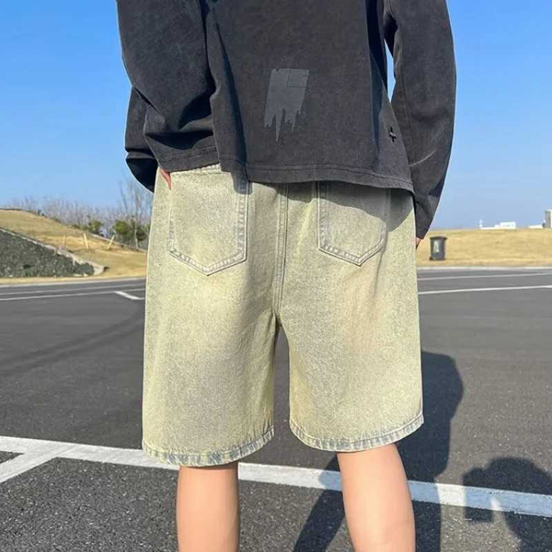 Men Basic Loose Outdoor Sports Casual Shorts Male Daily Knee Length Denim Short Pants Straight Wide Leg Wash Summer Short Jeans T250603