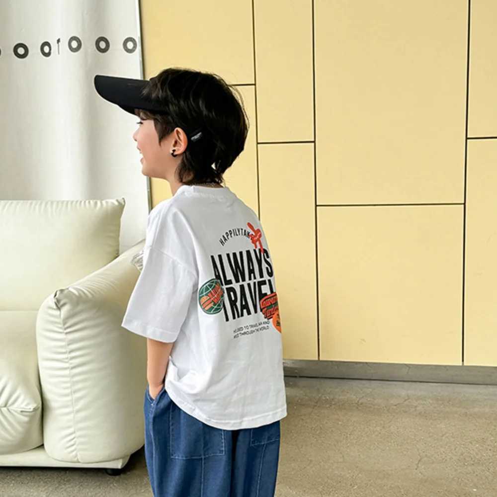 2025 new cotton short-sleeved T-shirt for boys and girls in summer breathable half-sleeved tops trendy summer clothing T250603