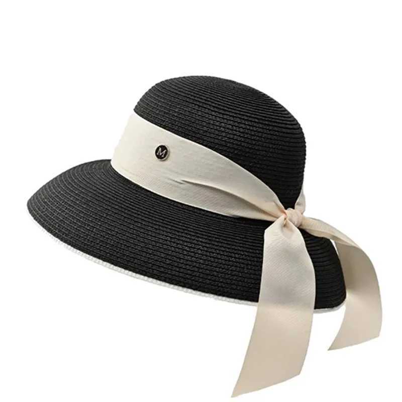 2025 Hepburn Sun Hats Women Summer Sunscreen Straw Hat Female Designer Retro Bow French Elegant Hat Big Brim Sunshade Beach Hat W250602