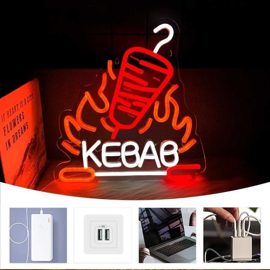 Kebab Neon Sign Neon Lights Hanging Wall Art Decor for Doner Kebab Kabob Mediterranean Restaurant or Food Shop XJ250602