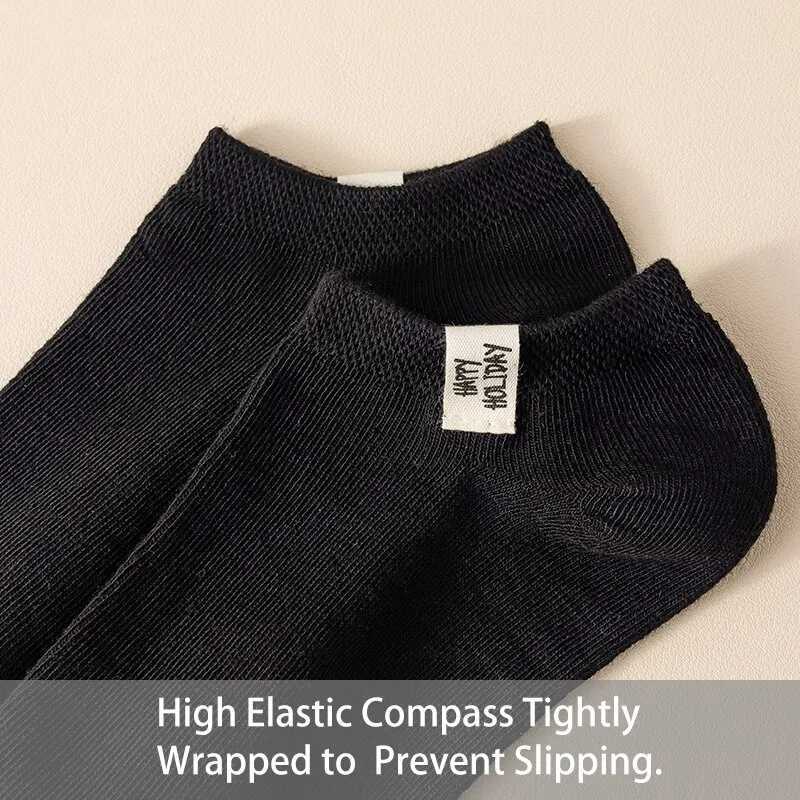 5 Pairs Women Is Spring Summer Four Seasons Black Simple Fashion Comfortable College Letter Fabric Label Medium Socks T250602