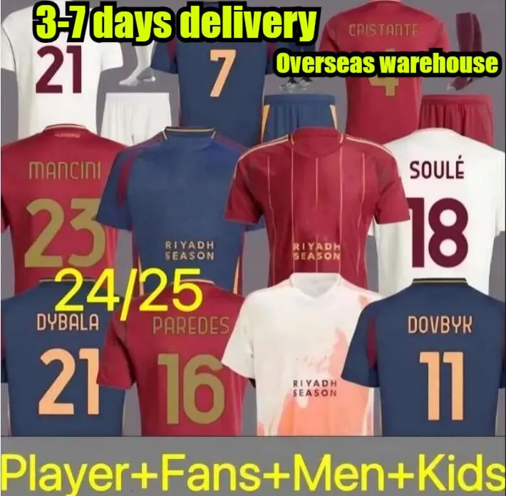 2024 2025 men kids soccer jersey football shirt 24 25 ROMA ABRAHAM PAREDES DYBALA MANCINI E. LE FEE ZALEWSKI EL SHAARAWY ROME