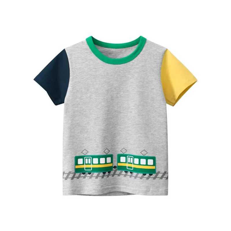 Little maven 2025 Summer New Kids Clothes Baby Boys T Shirts Childrens Clothing Toddler Cartoon Trains Shirts 2-7 Years OldT250603