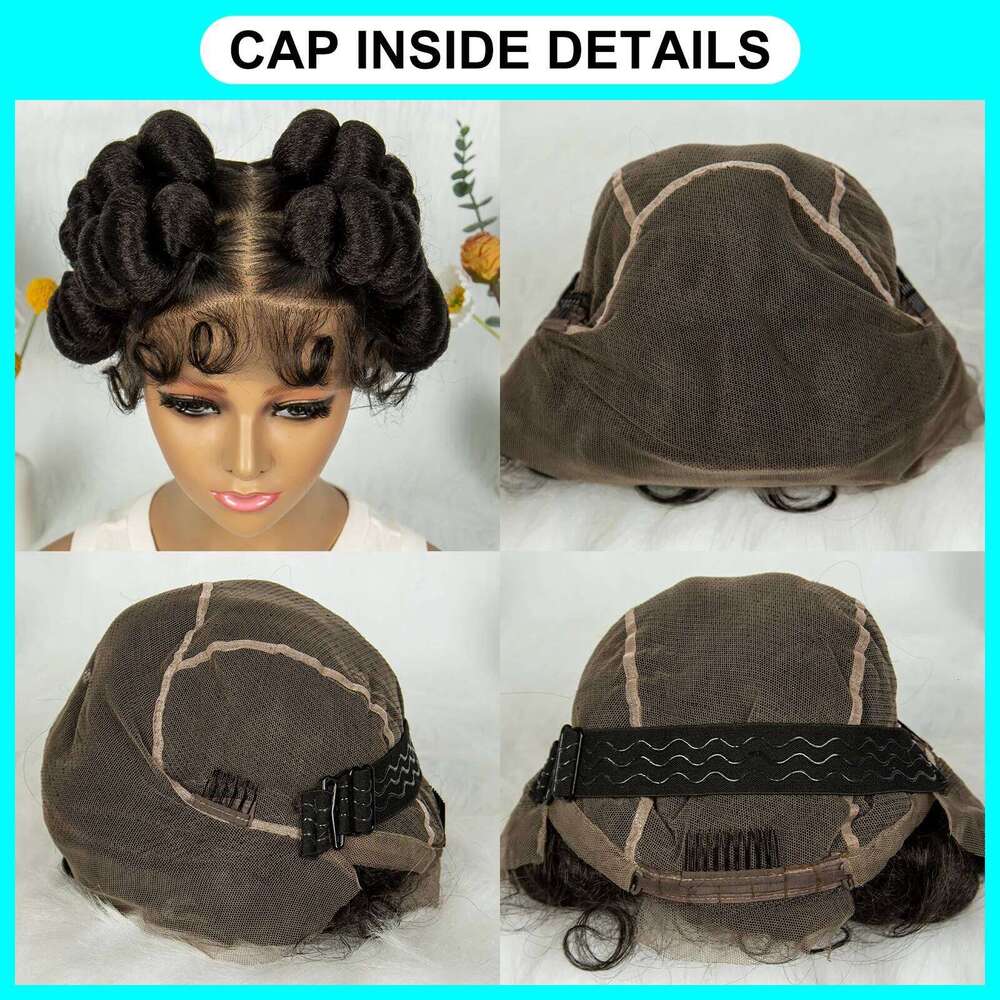 Bantu Synthetic Braided Full Lace Wig Knotless Box Braids For Black Women Handmade Afrian Braiding Hair Wigs